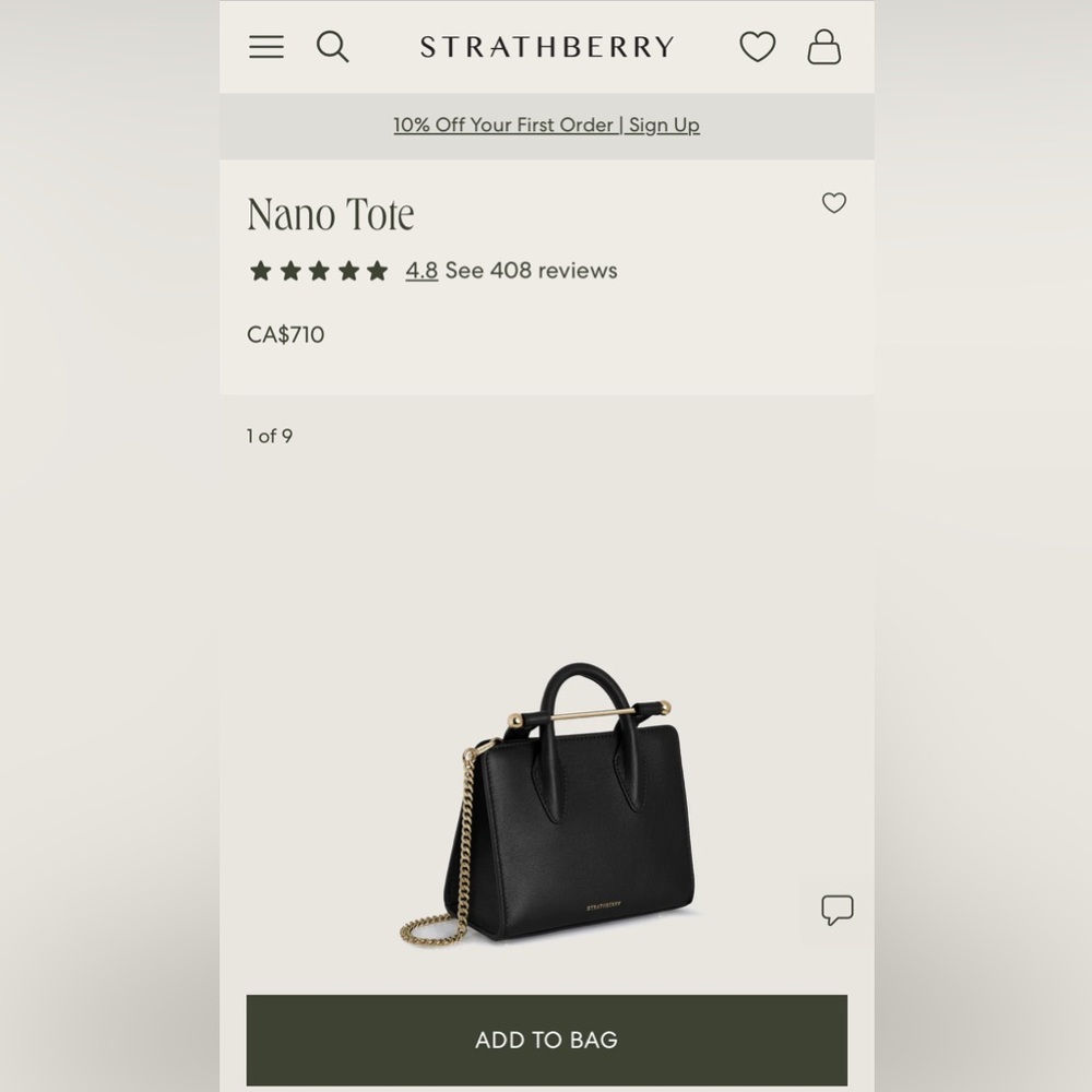 Strathberry Black Tote Sleek Structured Design